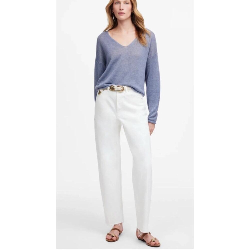 Madewell Pieced Barrel-Leg Jeans in Vintage Canvas White Women’s Size 33 NWT